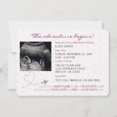 Roze Globe Paspoort Reis Baby Shower Kaart (Achterkant)