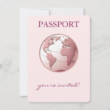 Roze Globe Paspoort Reis Baby Shower