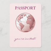 Roze Globe Paspoort Reisdisplay Shower Informatiekaartje (Voorkant)