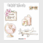 Roze Globe Wereldreiziger Sticker (Vel)