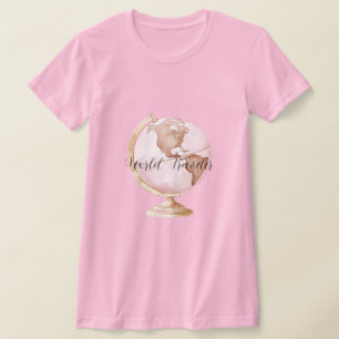 Roze Globe Wereldreiziger T-shirt