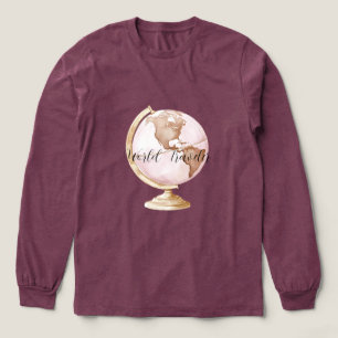 Roze Globe Wereldreiziger Tri-Blend Shirt