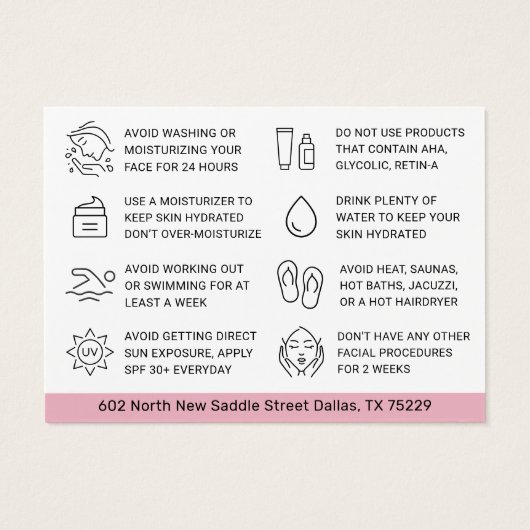 Roze gloed faculteit na Kaart van de zorginstructi (Achterkant)