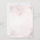 Roze Gloed & Gouden Hemelse Glitter Sweet 16 Feest Kaart (Achterkant)