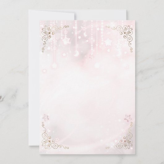 Roze Gloed & Gouden Hemelse Glitter Sweet 16 Feest Kaart (Achterkant)