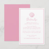 Roze Gloed Zeeschelp Bruiloft Details Kaart (Voorkant / Achterkant)