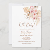 Roze gloeidraad Pampas Grass Boho Chic Baby shower Kaart (Voorkant)