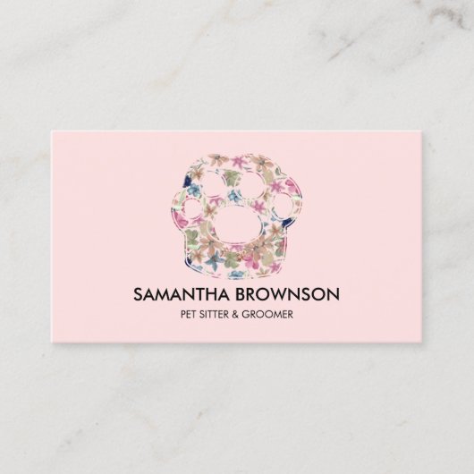 Roze gloeidraad Paw Pet Sitting Visitekaartje (Voorkant)
