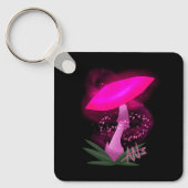 roze gloeiend paddenstoelmetaal sleutelhanger (Voorkant)