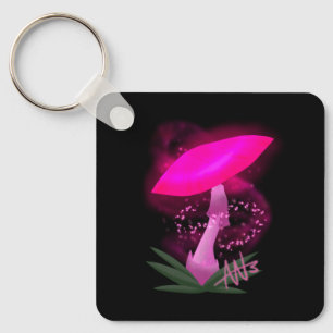  roze gloeiend paddenstoelmetaal sleutelhanger