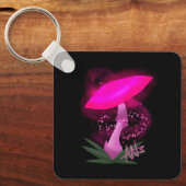  roze gloeiend paddenstoelmetaal sleutelhanger (Voorkant)