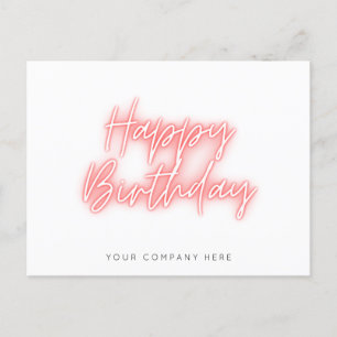 Roze gloeiende neon Business Birthday Briefkaart
