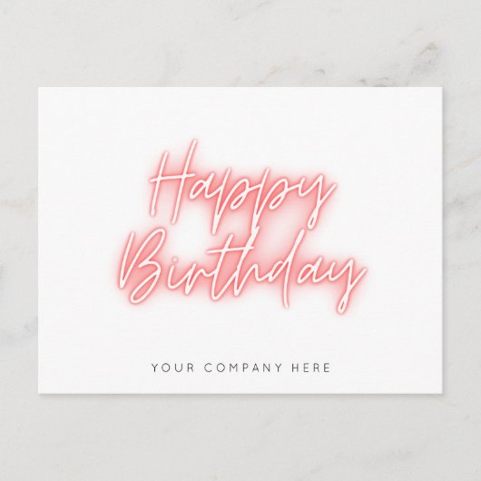 Roze gloeiende neon Business Birthday Briefkaart (Voorkant)