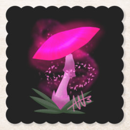  roze gloeiende paddenstoel kartonnen onderzetters