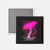  roze gloeiende paddenstoel magneet (Voorkant / Achterkant)