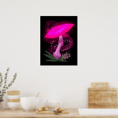  roze gloeiende paddenstoel poster (Keuken)