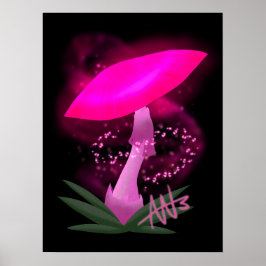  roze gloeiende paddenstoel poster