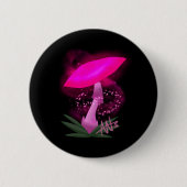 roze gloeiende paddenstoel ronde button 5,7 cm (Voorkant)