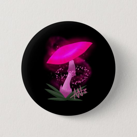 roze gloeiende paddenstoel ronde button 5,7 cm (Voorkant)