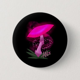  roze gloeiende paddenstoel ronde button 5,7 cm