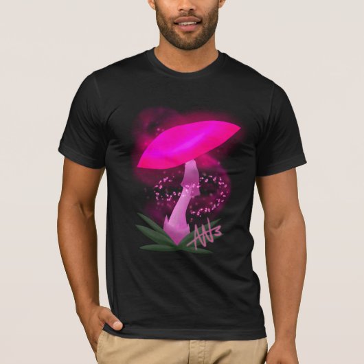  roze gloeiende paddenstoel t-shirt (Voorkant)