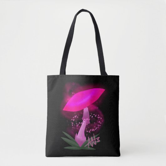  roze gloeiende paddenstoel tote bag (Voorkant)