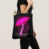  roze gloeiende paddenstoel tote bag (Dichtbij)