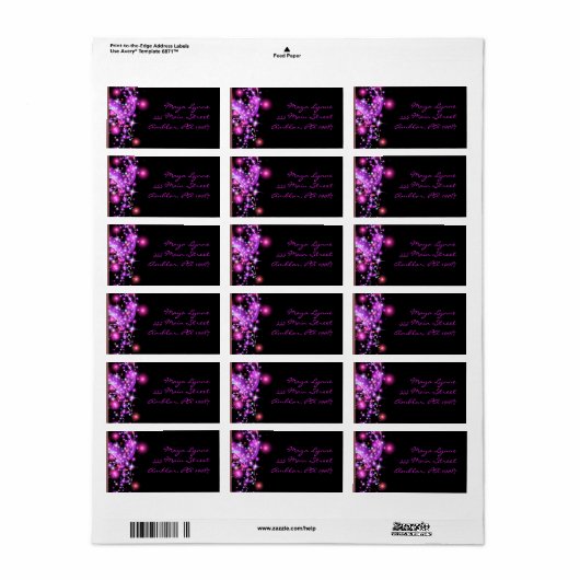 ROZE GLOEIENDE STERREN Print je eigen label (Full Sheet)