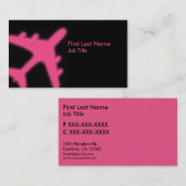 Roze gloeiende vliegtuig aangepaste visitekaartjes (Voorkant / Achterkant)