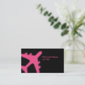 Roze gloeiende vliegtuig aangepaste visitekaartjes (Staand voorkant)