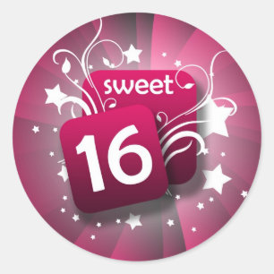 Roze gloeiende zwenken en stembanden zoet 16 ronde sticker