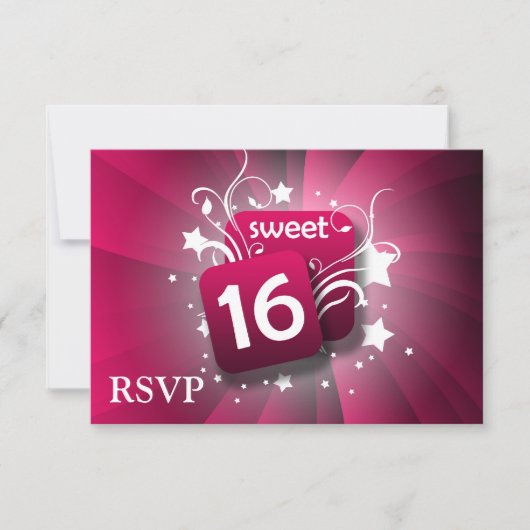 Roze gloeiende zwenken en stembanden zoet 16 RSVP kaartje (Voorkant)