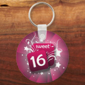 Roze gloeiende zwenken en stembanden zoet 16 sleutelhanger (Voorkant)