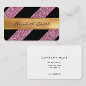 Roze gloeilamp en diagonale strips visitekaartje (Voorkant / Achterkant)