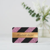 Roze gloeilamp en diagonale strips visitekaartje (Staand voorkant)