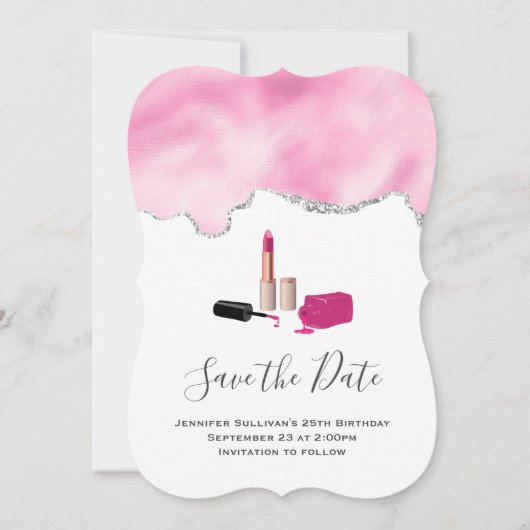 Roze gloeistok en nagelPoolse schoonheid Geëerd Save The Date (Voorkant)