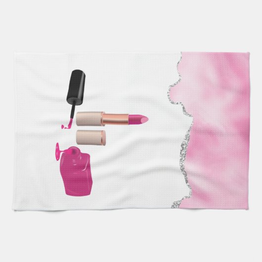 Roze gloeistok en nagelPoolse schoonheid Geëerd Theedoek (Horizontaal)