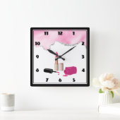 Roze gloeistok en nagelPoolse schoonheid Geëerd Vierkante Klok (Huis)