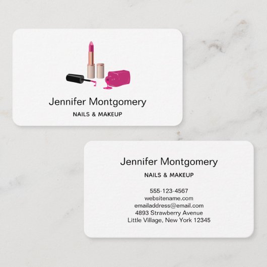 Roze gloeistok en nagelPoolse schoonheid Geëerd Visitekaartje (Voorkant / Achterkant)