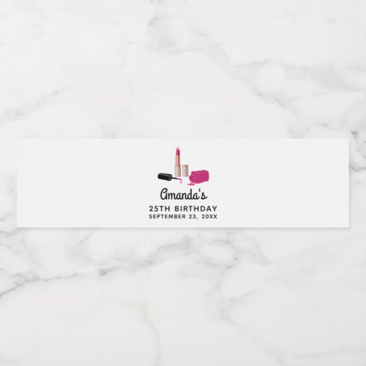 Roze gloeistok en nagelPoolse schoonheid Geëerd Waterfles Etiket (Enkel label)