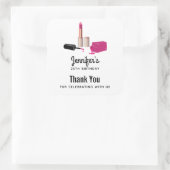 Roze gloeistok & nagels Poolse verjaardag Vierkante Sticker (Tas)