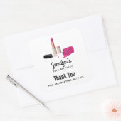 Roze gloeistok & nagels Poolse verjaardag Vierkante Sticker (Envelop)