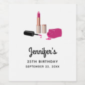 Roze gloeistok & nagels Poolse verjaardag Wijn Etiket (Enkel label)