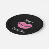 Roze Glossy Lips Beauty Make-up Verjaardagsfeestje Papieren Bordje (Gekanteld)