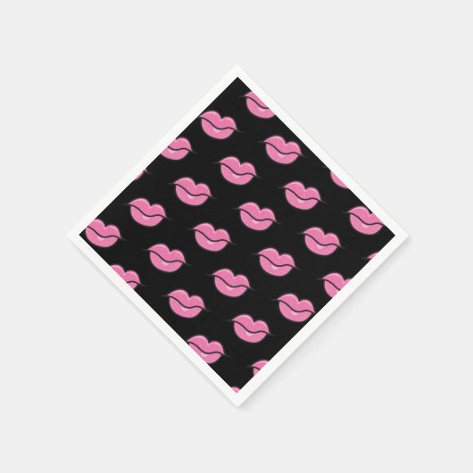 Roze Glossy Lips Beauty Make-up Verjaardagsfeestje Servet (Hoek)