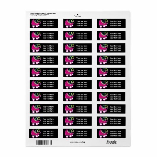 Roze Glow Schaats Verjaardagsfeestje Adresetikette Etiket (Full Sheet)