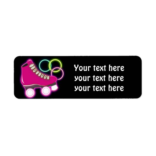Roze Glow Skate Verjaardagsfeest Adreslabels Etiket (Voorkant)