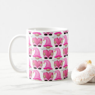 Roze Gnome-harten Bosland Scandinavisch Schattig Koffiemok