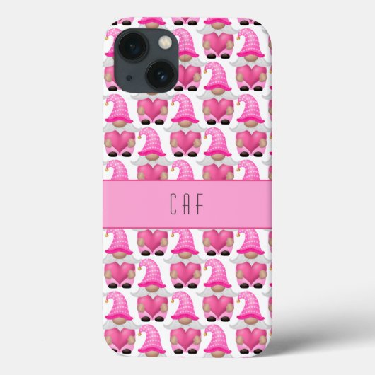 Roze Gnome-harten Monogram Bos Aardig Case-Mate iPhone Case (Achterkant)