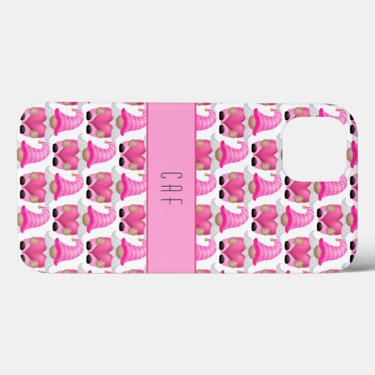 Roze Gnome-harten Monogram Bos Aardig Case-Mate iPhone Case (Achterkant (horizontaal))